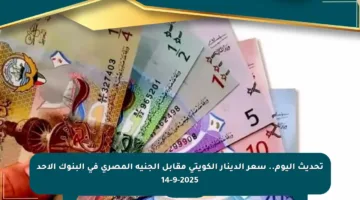 تحديث اليوم.. سعر الدينار الكويتي مقابل الجنيه المصري في البنوك الأحد 14-9-2025
